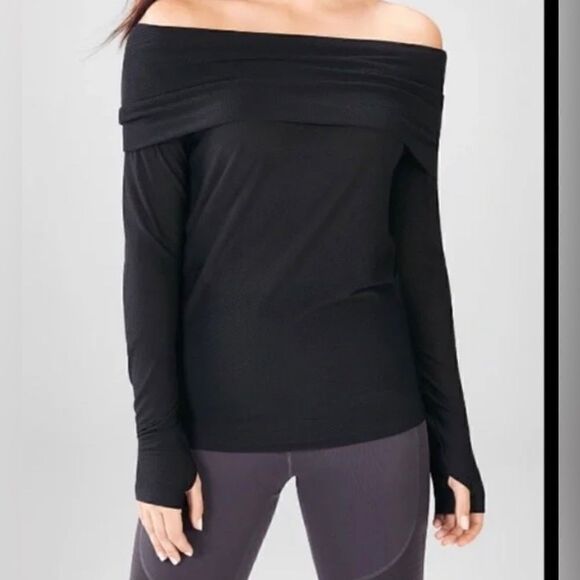 Fabletics Demi Lovato Annabelle off the shoulder  mesh Long sleeve top xxs - Picture 1 of 5